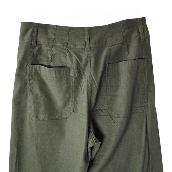 Anthropologie Maeve The Colette Crop Wide-Leg Pants Olive Green - Picture 6 of 14